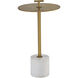 Sia 23.5 X 13 inch Brass / White End Table